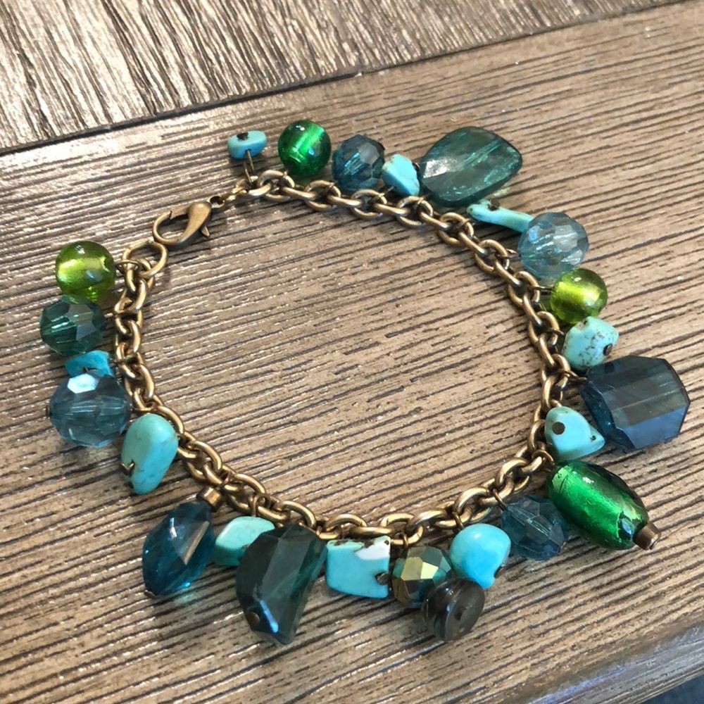 Vintage Antique Goldtone Beaded Bracelet 8.5”